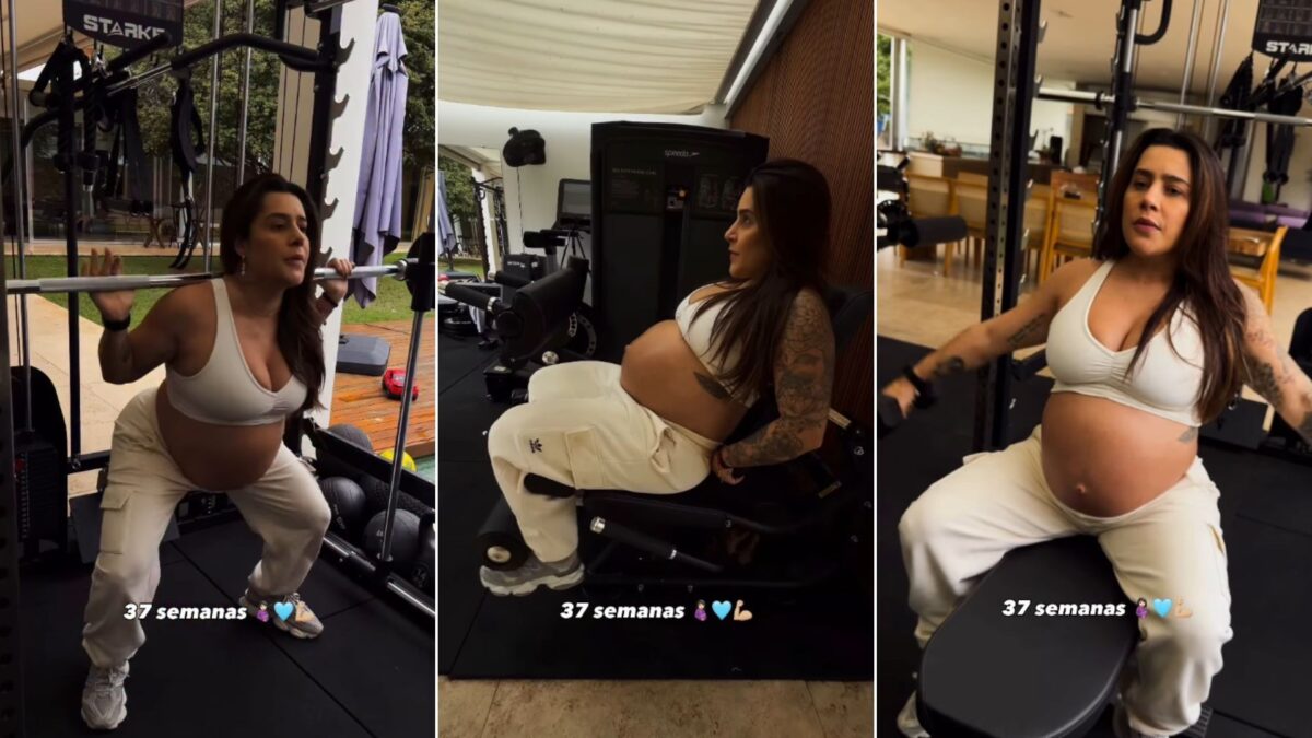 Lauana Prado, grávida, impressiona com treino intenso de agachamento Lauana Prado, grávida, impressiona com treino intenso de agachamento